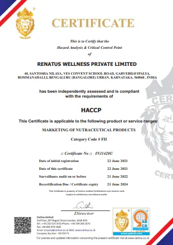 Renatus haccp certified