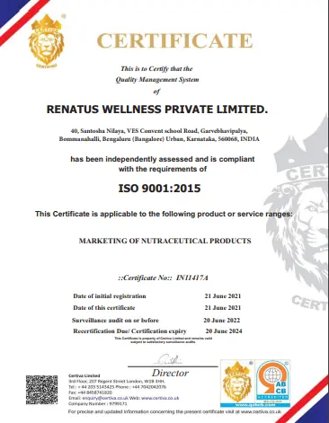 Renatus iso 9001 2015 certified