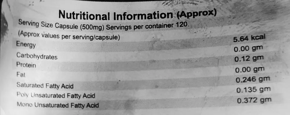 Neuone Neven Nutritional information